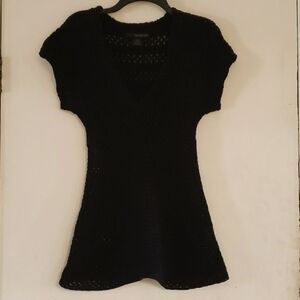 CUTE Black Crocheted V Neck Sweater